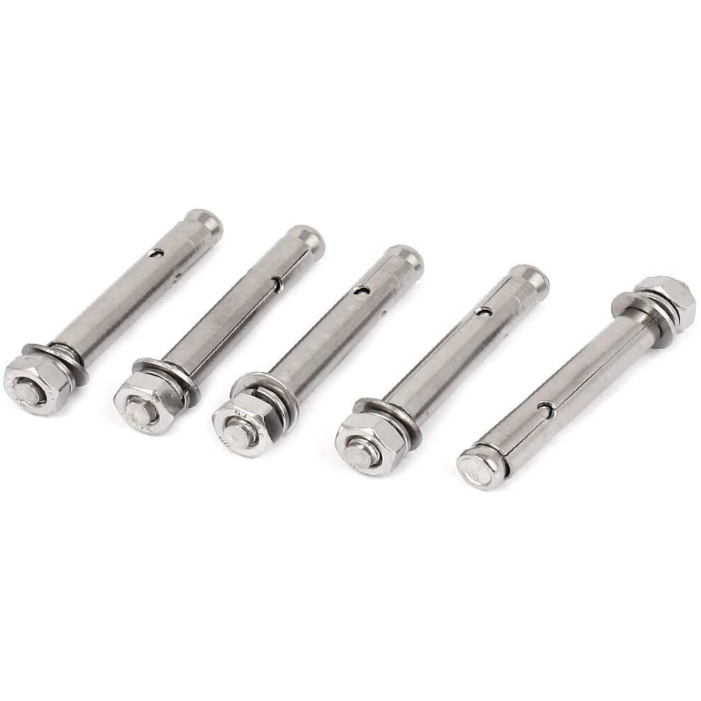 Expansion Bolt, Expansion Screw, Tapping Screws, M8x80mm Stainless Steel Hex Nut Sleeve Anchor 5 Pcs 6493810908903