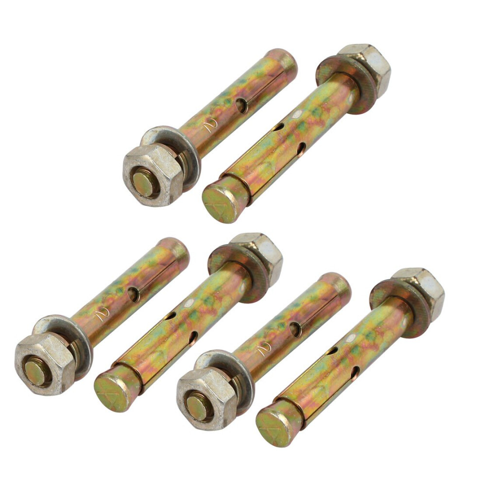 Iivverr M10x80mm Zinc Plated Sleeve Anchor Expansion Bolt Bronze Tone 6Pcs (M10x80mm Zinc Plated Anchor Expansin Perno Bronce Tono 6Pcs 6493810780219