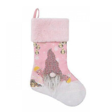 (1) Christmas Glow Pink Socks Candy Bag Gift Holder Stocking Large Hanging Decor Candy Gift Bag Fireplace Xmas Tree Decoration New