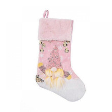 (2) Christmas Glow Pink Socks Candy Bag Gift Holder Stocking Large Hanging Decor Candy Gift Bag Fireplace Xmas Tree Decoration New