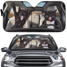 JUMU Black Cat Car Driving Sun Shade,Family Funny Auto Windshield Sunshiled Blocks Heat