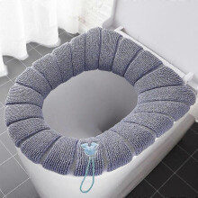(Blue) 2pcs Washable O-shape Winter Warm Toilet Seat Cover Closestool Mat