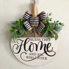 (Welcome to) New Fun Front Door Welcome Sign Wreath Door Decoration