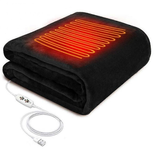 (Black) 45X80cm usb electric heating shawl washable 3 heat settings with timing function heated blanket