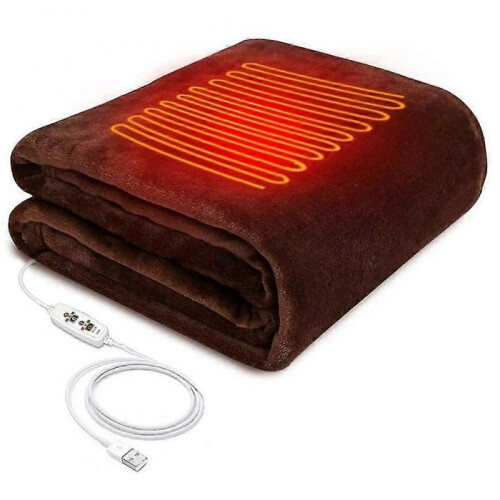 (Coffee) 45X80cm usb electric heating shawl washable 3 heat settings with timing function heated blanket