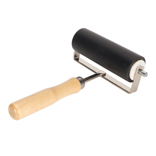 Rubber Brayer Roller 3.9in Wide Wooden Handle Anti 2