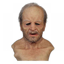 (C) Full Latex Mask For Halloween With Neck Full Head Creepy Wrinkle Face Mask Latex Mask Cosplay Party Props Mask For Face Women