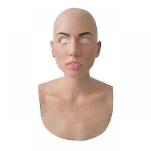 (B) Full Latex Mask For Halloween With Neck Full Head Creepy Wrinkle Face Mask Latex Mask Cosplay Party Props Mask For Face Women