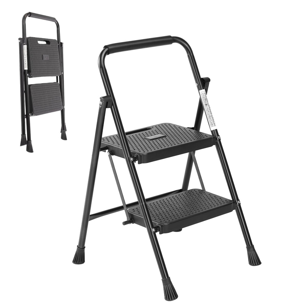 2 Step Ladder, Step Stool Foldable, 800Lbs Ladder With Wide Antislip Pedal 6493810780493
