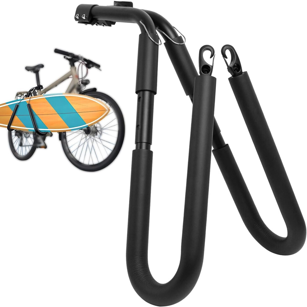 Surfboard Bike Rack, Adjustable Surfboard Carrier Mount, Surf Rack, Surf Board Holder, Wakeboard Holder for Boogie Board Shortboard up to 8ft Length
