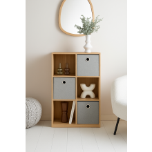6-Cube Storage Organizer Shelf Unit with 3 Fabric Baskets Living Room