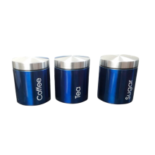 3 Pcs Stainless Steel Tea Coffee Sugar Set Blue