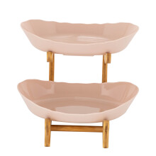(2 Tier, Beige) Fruit Bowl,Fruit Basket Stand,Fruit Serving Tray