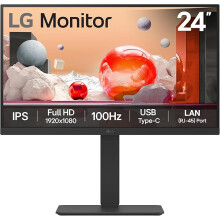 LG Monitor 24BA750 - FHD 1080p IPS 24 inch, 100Hz, 5ms, Office Display, Built-in Power/KVM/Speakers, LAN (RJ45), USB-C, USB Hub