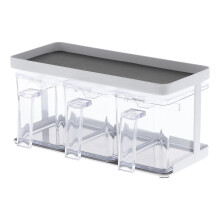 Home Pantry Canisters with RackKitchen Container Organizer  Steel  Plastic  Food Storage, One Size, White