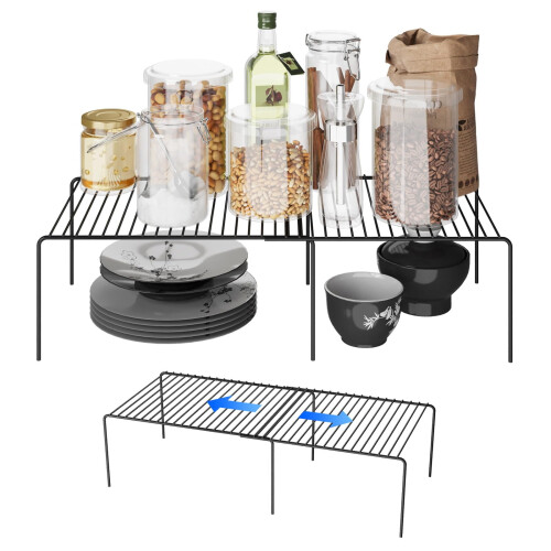 Expandable Storage Shelf, Pantry Organizers and Storage, Adjustable Rustproof Metal Wire Spice Rack