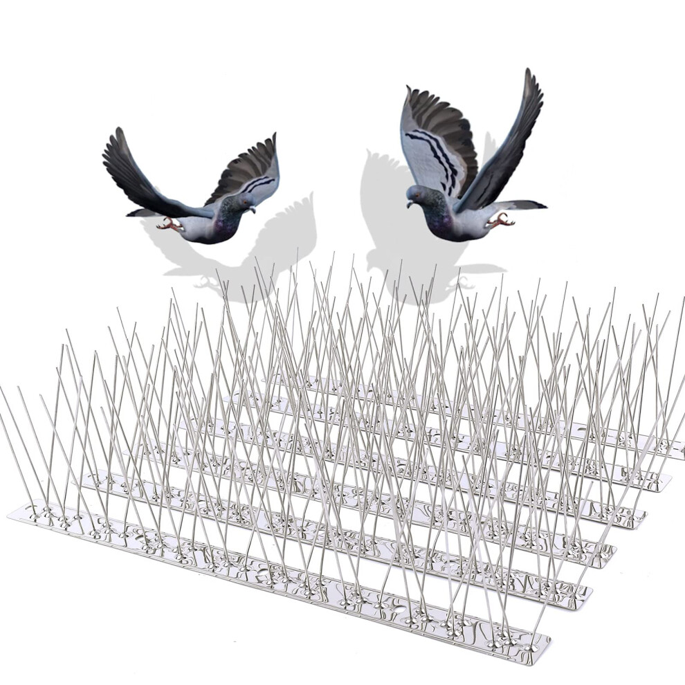 Bird Spikes For Pigeons Small Birds Cat, 10 Feet Bird Spikes Stainless Steel Bird Deterrent Spikes 10 Strips 689788543734