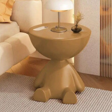 End Table, Modern Side Table Sofa Table Nightstand with Abstract Base for Small Spaces Bedside Home Decor Living Room Bedroom Office, Brown