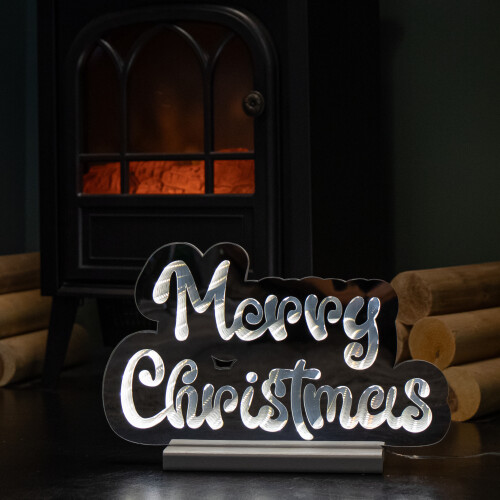 Snow Time 32cm Light up Merry Christmas Infinity Decoration with White LEDs 1