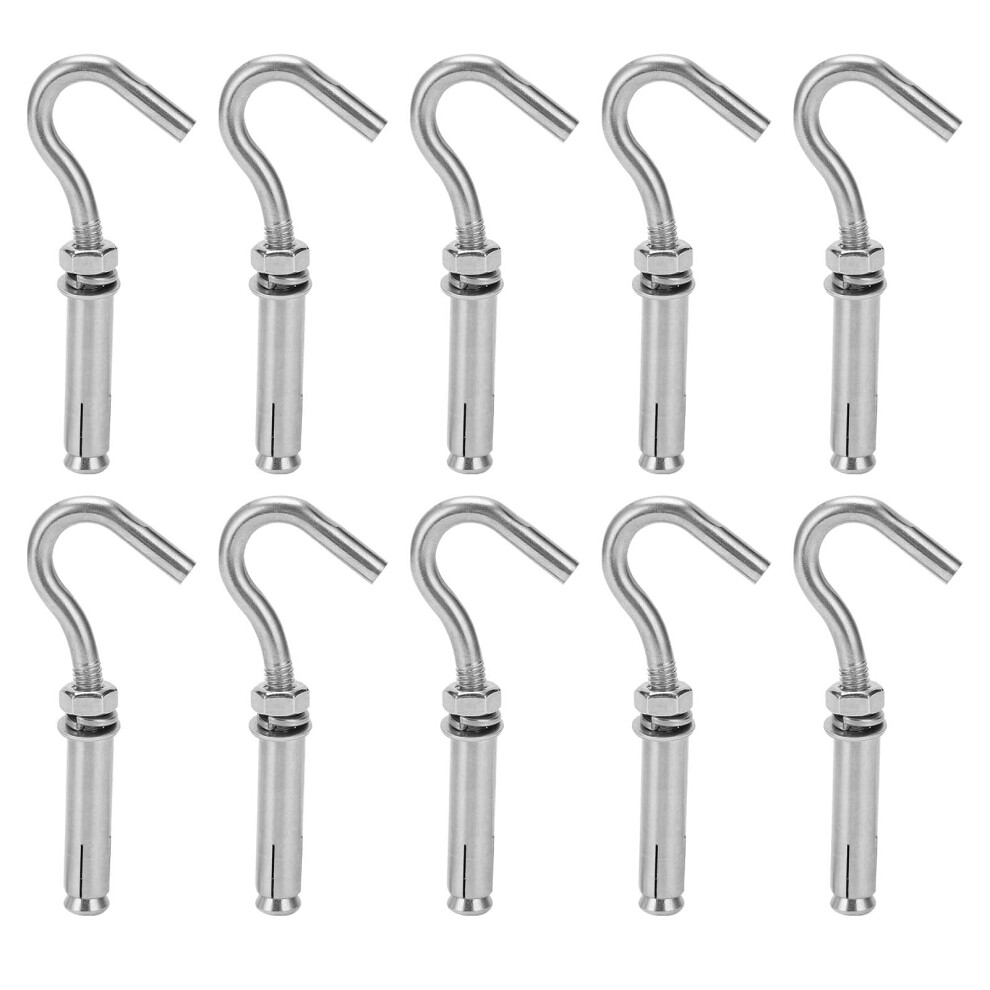 Expansion Hooks Stainless Steel M8 Bolts Wall Concrete Brick Silver 10Pcs-image-OPC-PHZHDBF-NEW