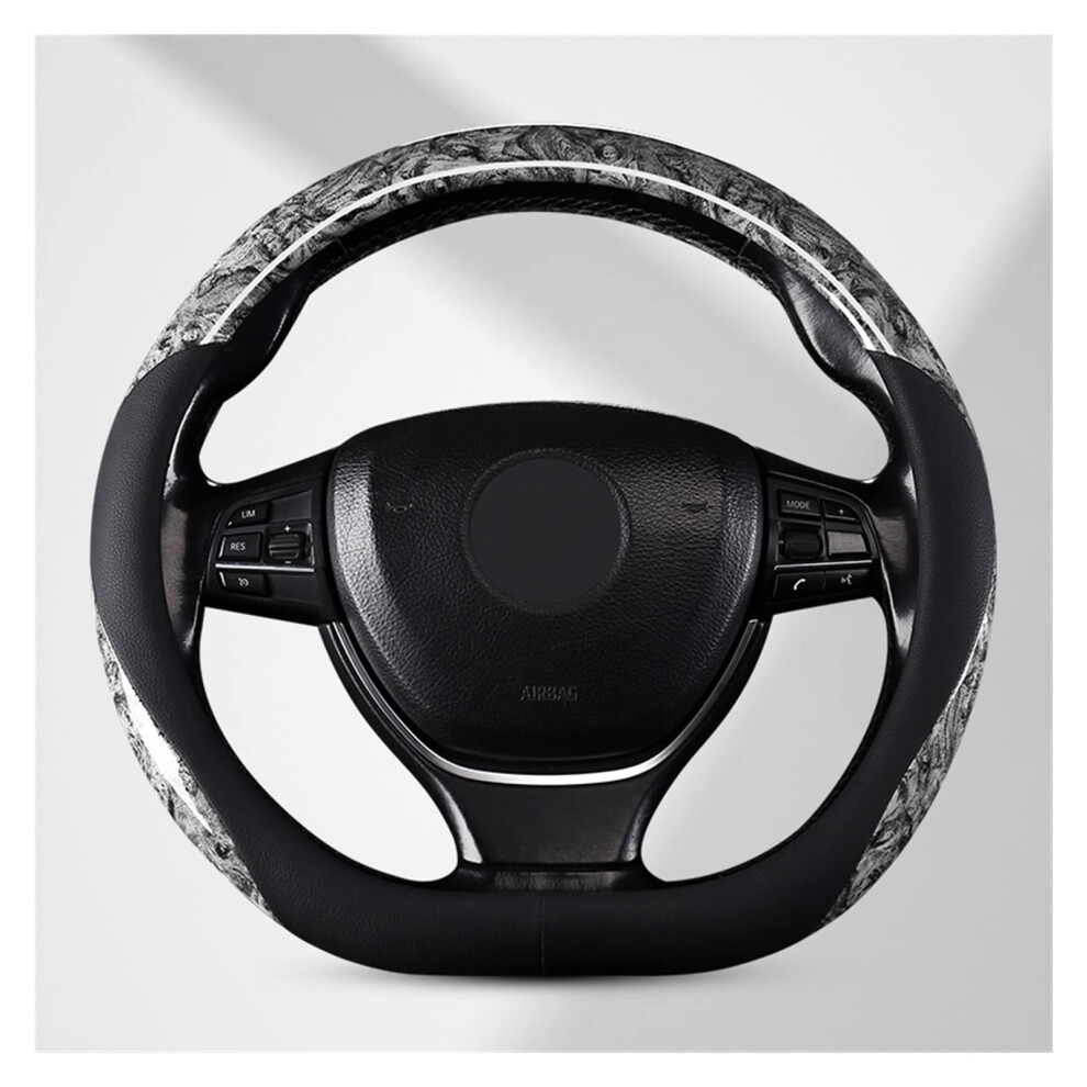 Car Steering Wheel Cover Set Car Steering Wheel Cover D Type Real Leather Mahogany Sweat Absorption Breathable Car Interior (Color : 3) Grain 6493810781308