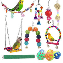 12-Pack Bird Toys Parrots Cage Toys Hanging Swing Shredding Chewing Perches Parrot Toy Parrot Bite Toy