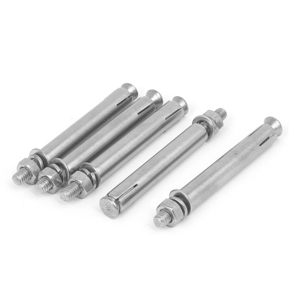 Iivverr M6 X 80Mm 304 Stainless Steel Sleeve Anchor Hex Nut Expansion Bolt 5Pcs 6493810910159