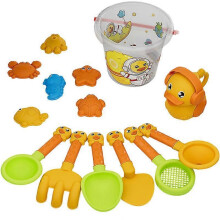 14pcs Kids Beach Sand Toys Set Bucket Shove Tool Mold Sand Toys with Mesh Bag