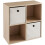 Spot On Dealz 4-Cube Organizer with 2 Fabric Bins Small Bookshelf Storage Rack 4