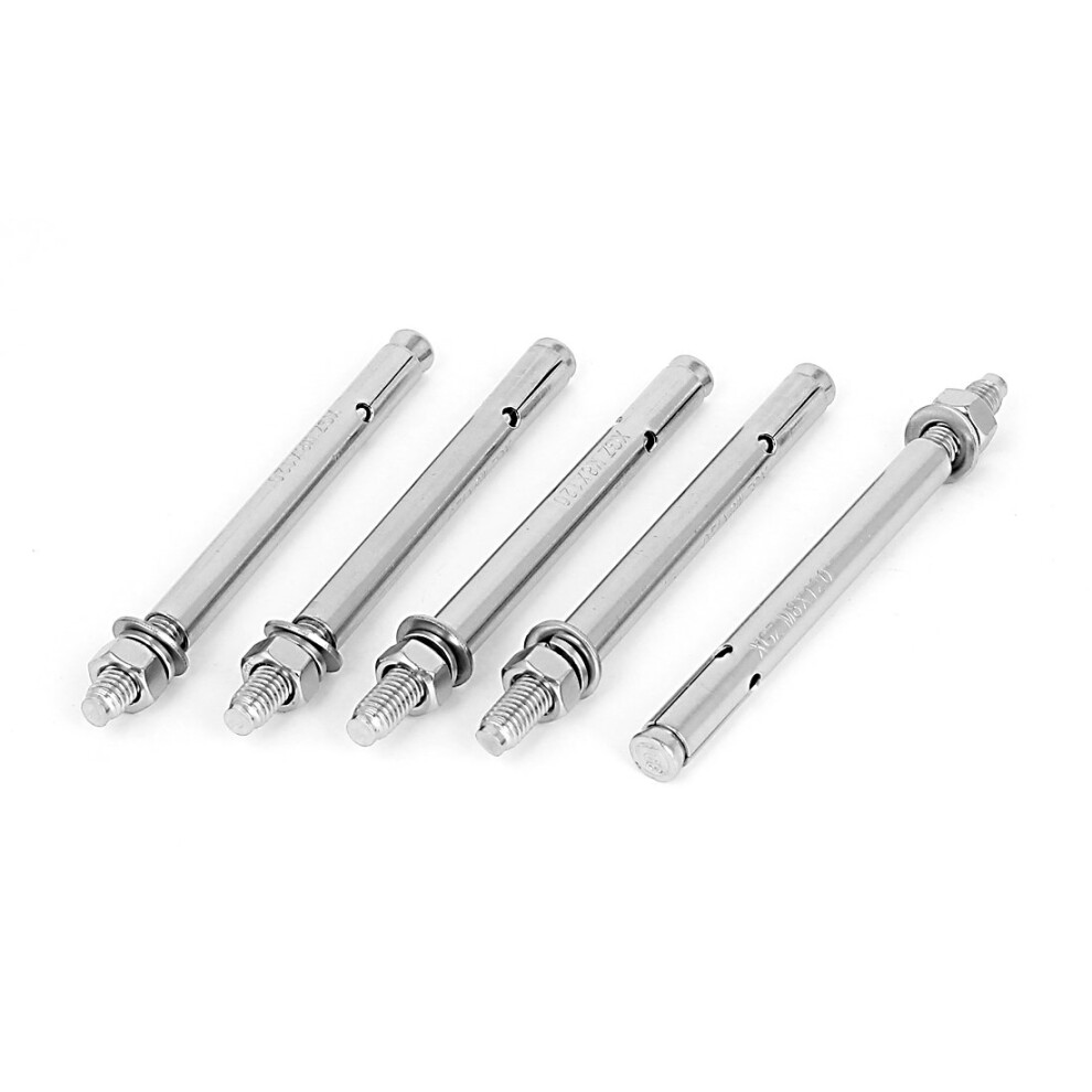 Iivverr 5 Pcs M8 8Mm Thread Hex Nut Sleeve Anchor Expansion Bolts Screws 120Mm 5' Long 6493810910579