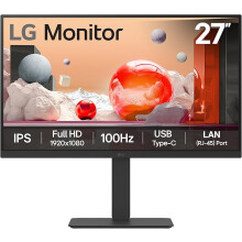 LG Monitor 27BA750 - FHD 1080p IPS 27 inch, 100Hz, 5ms, Office Display, Built-in Power/KVM/Speakers, LAN (RJ45), USB-C