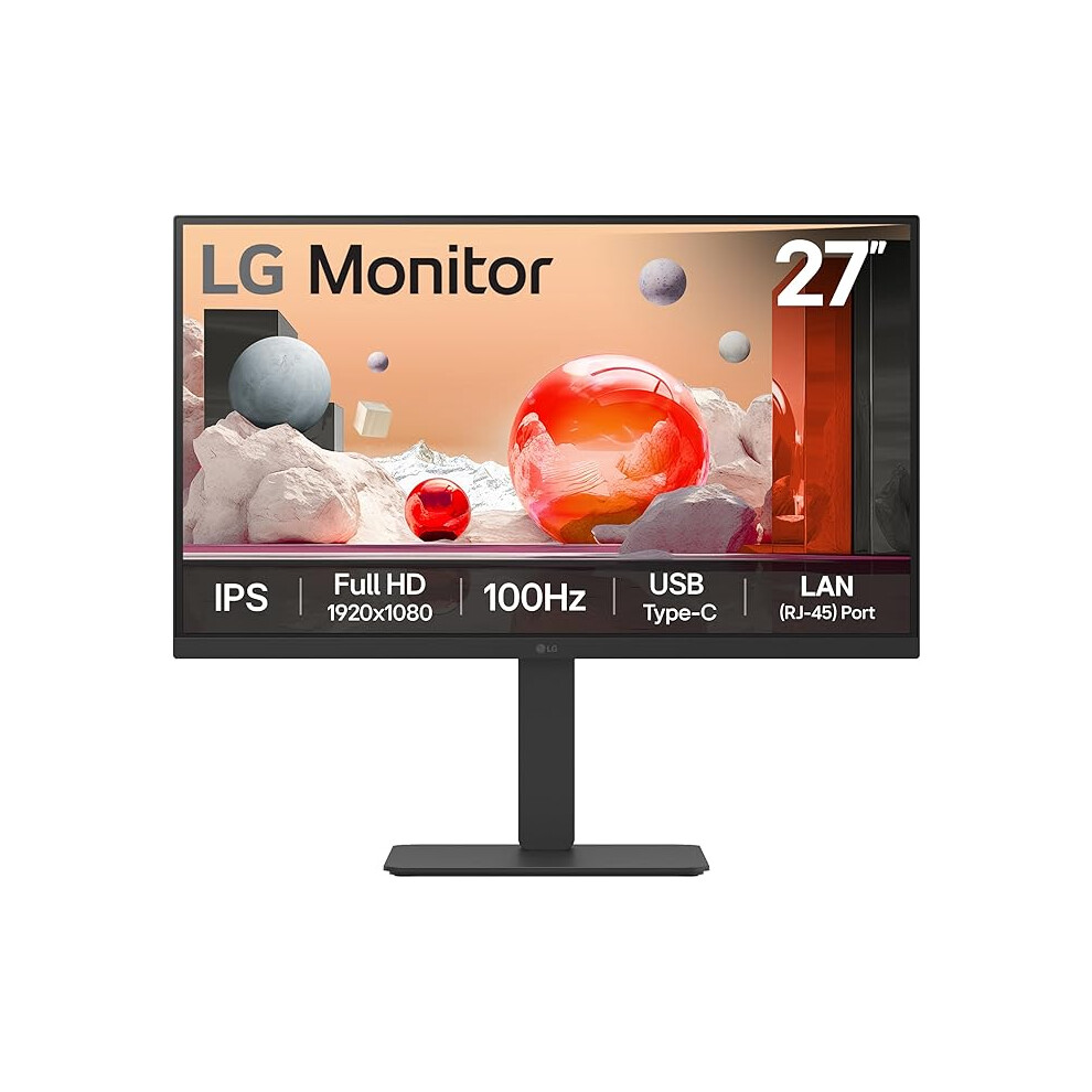 Lg Monitor 27Ba750 - Fhd 1080P Ips 27 Inch, 100Hz, 5Ms, Office Display, Built-In Power/Kvm/Speakers, Lan (Rj45), Usb-C