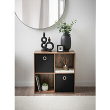 4-Cube Storage Organizer Shelf Unit with 2 Fabric Baskets