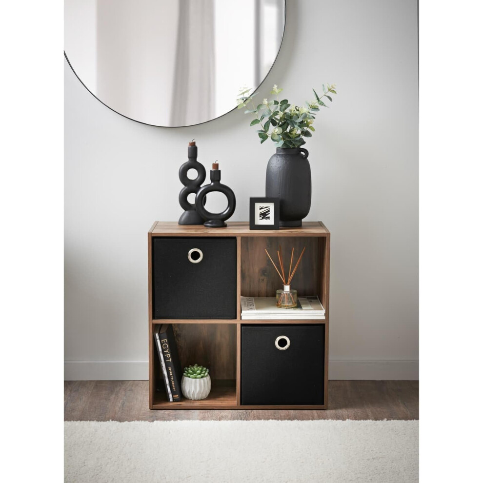 4-Cube Storage Organizer Shelf Unit with 2 Fabric Baskets