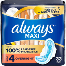 Always Maxi Overnight Pads with Wings for Women