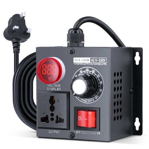 Electronic Voltage Regulator 5000W AC 220V, AC Single Phase Dimmer Switch, Stepless Adjustable Power Controller for Fan, Heater, Motor