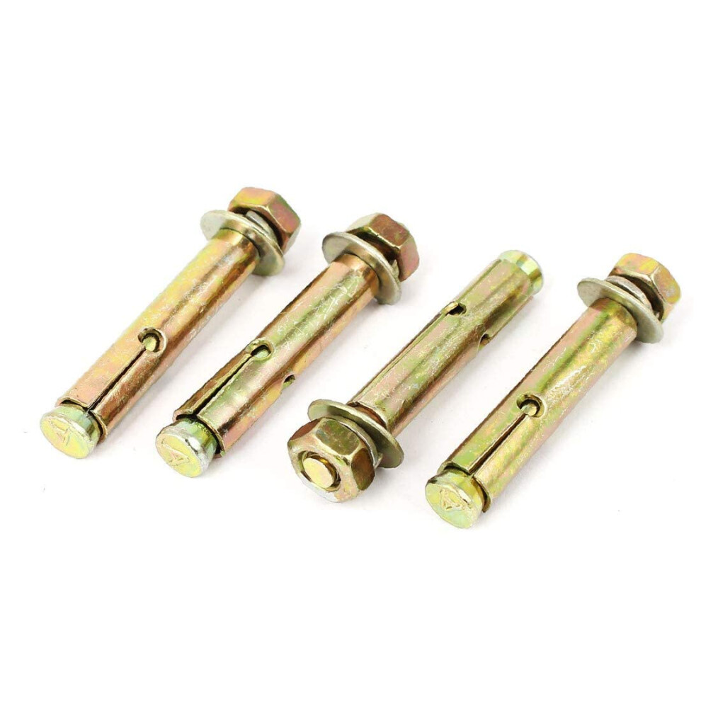 M8x70mm Yellow Zinc Plated Iron Hex Nut Anchor Expansion Sleeve Bolt Screw 4Pcs (Color : Multiple Colors) 6493810910777