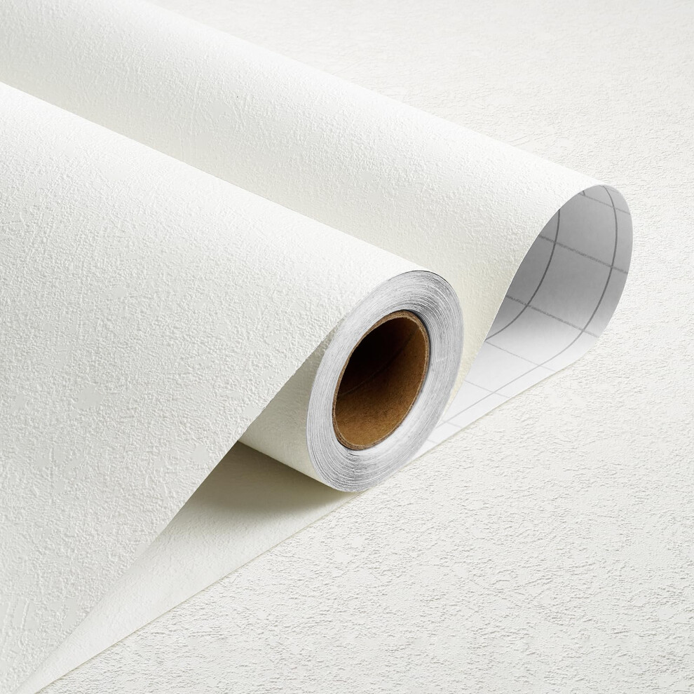 24'X160' White Concrete Peel And Stick Extra Thick 3D Textured Embossed Wallpaper 6493810910784