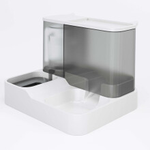 Automatic Cat Food and Water Dispenser Food Grade PP 2in1 Pet Food Feeder and Waterer Sets Pet Food Bowl for Pets(Grey)
