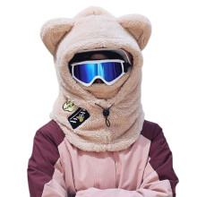 Cold Weather Windproof Balaclava, Winter Warm Hood Plush Helmet Covers with Cat Ears, Outdoor Face Mask Scarf HatA