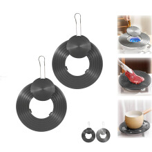 Heat Diffuser for Gas Stove, Heat Conduction Plate, Aluminum Alloy with Removable Handle (2x Black)