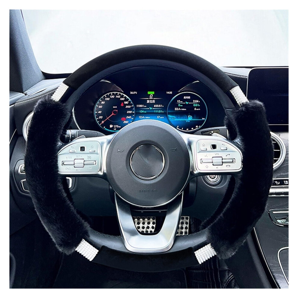 Car Steering Wheel Cover Set Car Steering Wheel Cover Winter With Drill Plush Breathable Sweatabsorbing Car Interior (Color : 1) 6493810911422