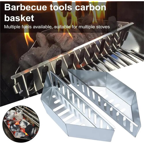 Stainless steel grill charcoal basket holder 2