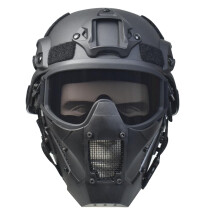 Tactical Mask and Fast Helmet,Protective Full Face AntiFog Clear Goggle mask Adjustable Strap One Size fits All