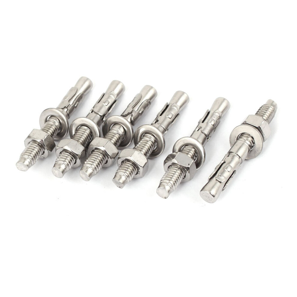Iivverr 6Pcs M8x60mm Stainless Steel Wedge Anchor Car Repair Gecko Expansion Bolt 6493810847141