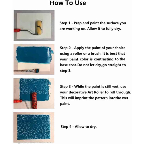 7' Rubber Art Roller Wall Painting Pattern Roller Decorative Texture Roller DIY Patterned Paint Roller with Plastic Handle 1