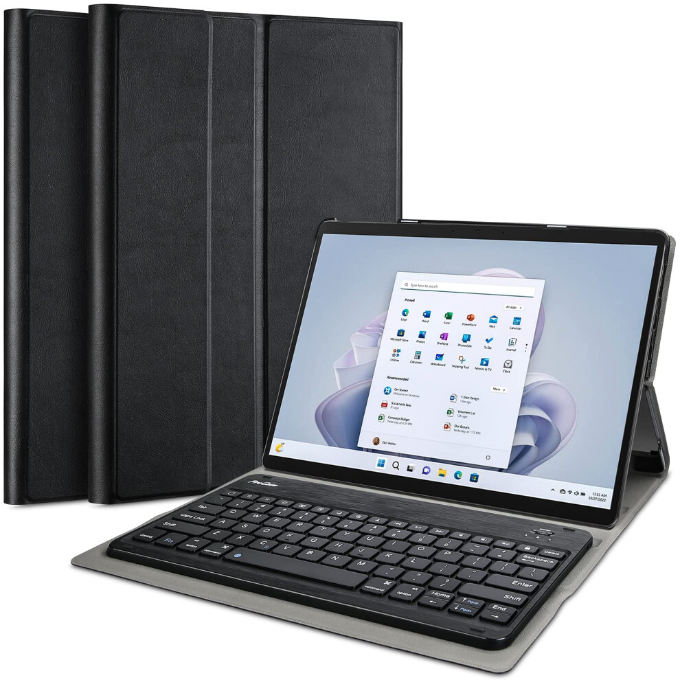 Keyboard Case for Surface Pro 9 () / Pro 8 () 13' Tablet, Slim Light Smart Cover with Magnetically Detachable Wireless Keyboard Black