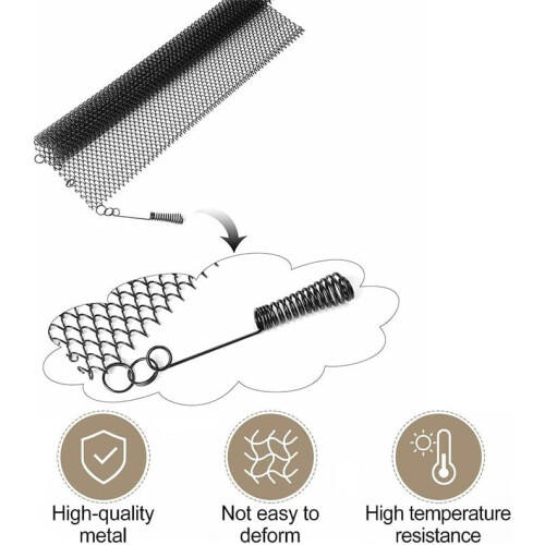 2 Pcs Hanging Fireplace Mesh Screen Curtain,Decorative Scroll Design Sturdy Spark Guard Chain with 2 Pulls 1