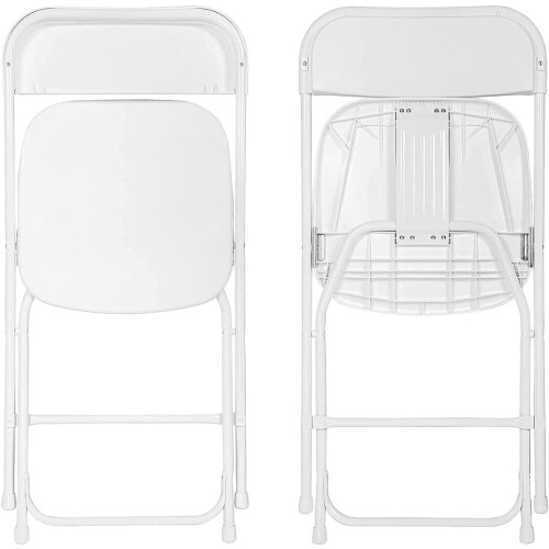 6 Pack White Folding Chairs Plastic Outdoor Party Chairs Stackable 2