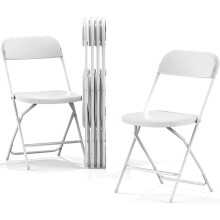 6 Pack White Folding Chairs Plastic Outdoor Party Chairs Stackable